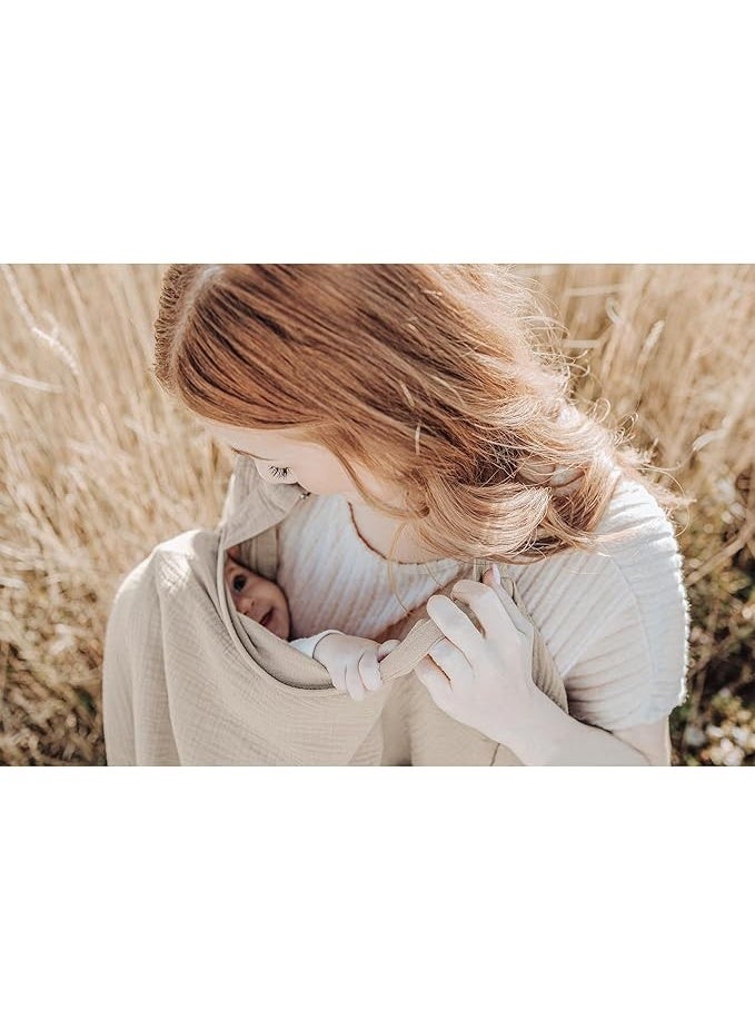 MIRFA Muslin Breathable Nursing Cover for Breastfeeding With Arch Neckline (Beige) - Image 4